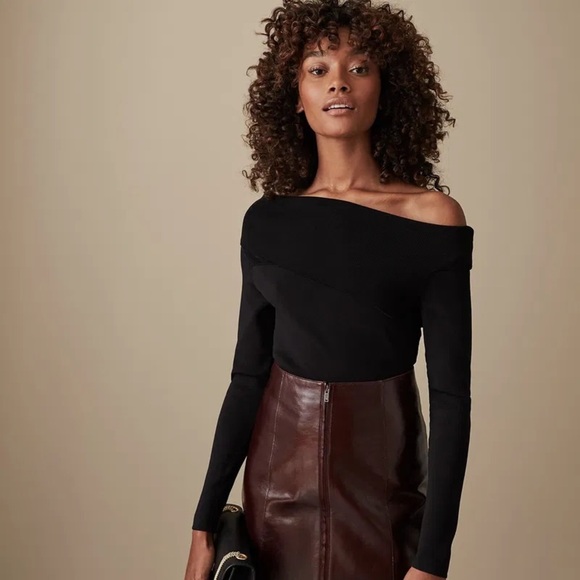 Reiss black Verona off-the-shoulder long sleeve knit top - Medium - Picture 3 of 5